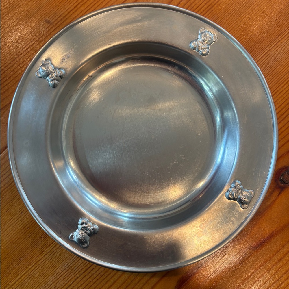 Adorable Teddy Bear Stainless Steel Dish Tray 7” Nursery Decor Baby Room